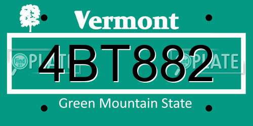 4BT882 Vermont License Plate