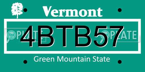 4BTB57 Vermont License Plate