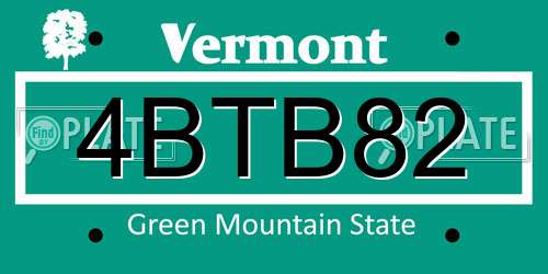 4BTB82 Vermont License Plate