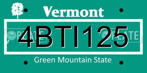 4BTI125 Vermont License Plate