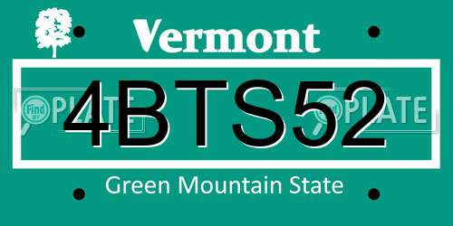 4BTS52 Vermont License Plate