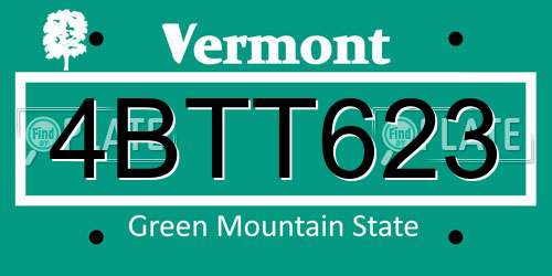 4BTT623 Vermont License Plate