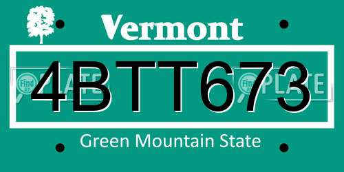 4BTT673 Vermont License Plate