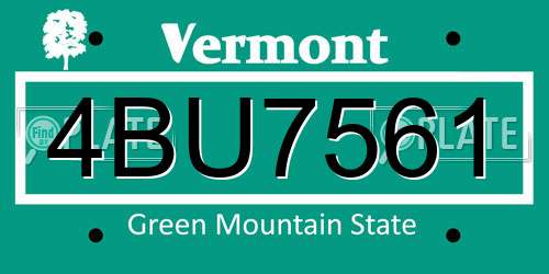 4BU7561 Vermont License Plate