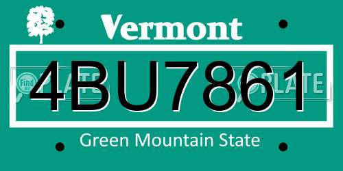 4BU7861 Vermont License Plate