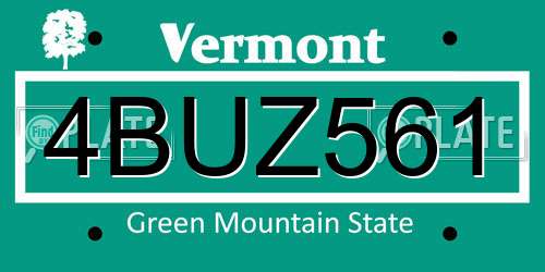 4BUZ561 Vermont License Plate
