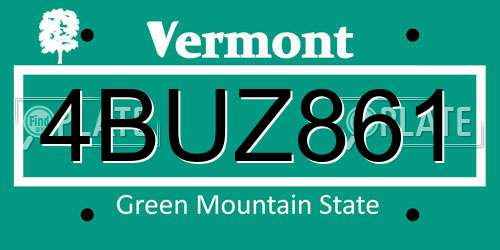4BUZ861 Vermont License Plate