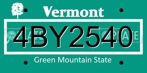 4BY2540 Vermont License Plate