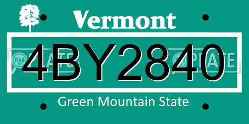 4BY2840 Vermont License Plate