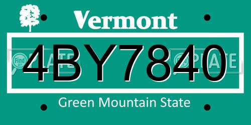 4BY7840 Vermont License Plate