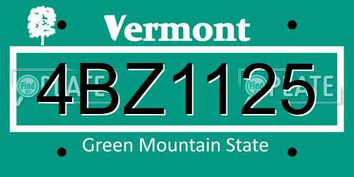 4BZ1125 Vermont License Plate