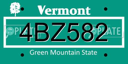 4BZ582 Vermont License Plate