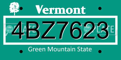 4BZ7623 Vermont License Plate