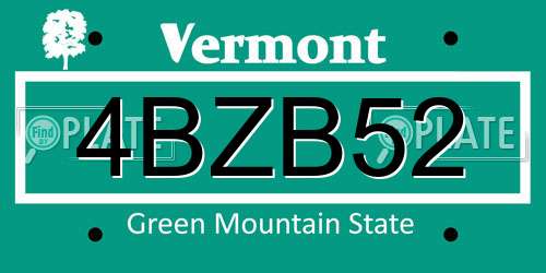 4BZB52 Vermont License Plate