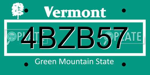 4BZB57 Vermont License Plate