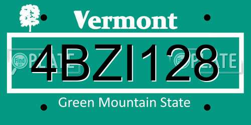4BZI128 Vermont License Plate