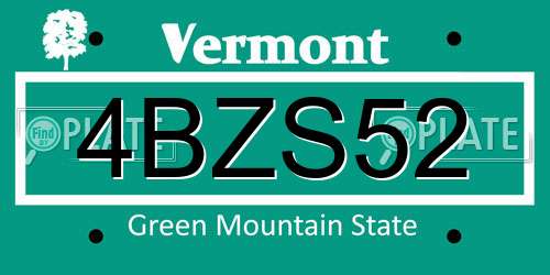 4BZS52 Vermont License Plate
