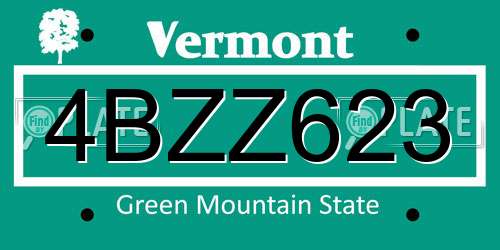 4BZZ623 Vermont License Plate