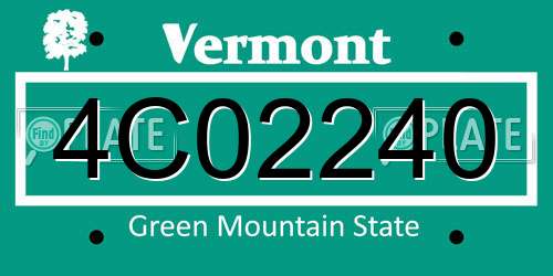 4C02240 Vermont License Plate