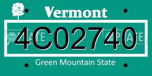 4C02740 Vermont License Plate