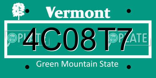 4C08T7 Vermont License Plate