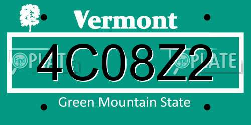 4C08Z2 Vermont License Plate