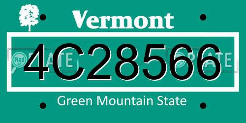 4C28566 Vermont License Plate