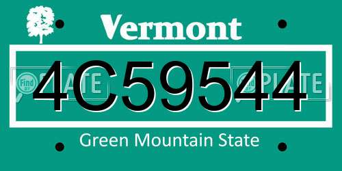 4C59544 Vermont License Plate