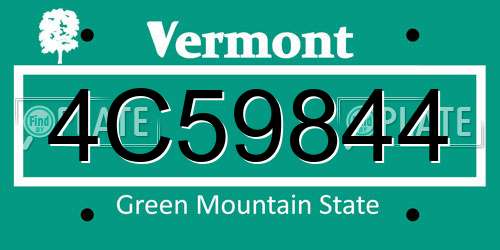 4C59844 Vermont License Plate