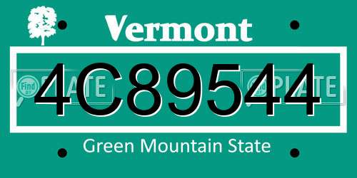 4C89544 Vermont License Plate