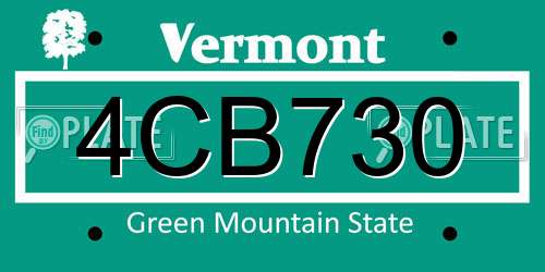4CB730 Vermont License Plate