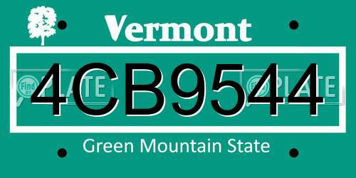 4CB9544 Vermont License Plate
