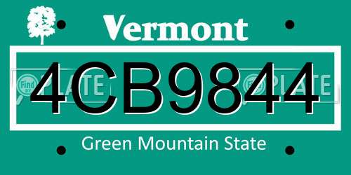 4CB9844 Vermont License Plate