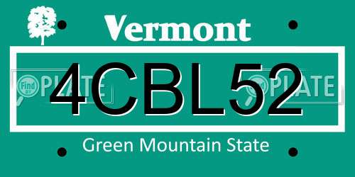 4CBL52 Vermont License Plate