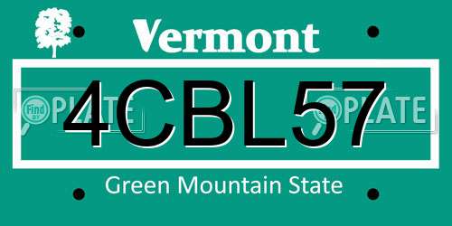 4CBL57 Vermont License Plate