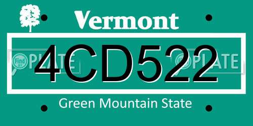4CD522 Vermont License Plate