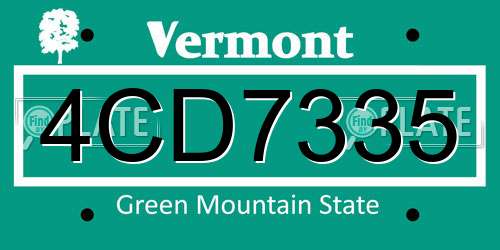 4CD7335 Vermont License Plate