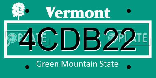 4CDB22 Vermont License Plate