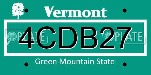 4CDB27 Vermont License Plate