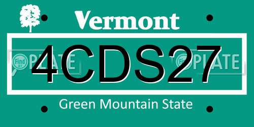 4CDS27 Vermont License Plate