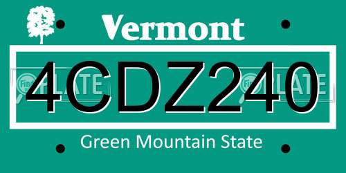 4CDZ240 Vermont License Plate