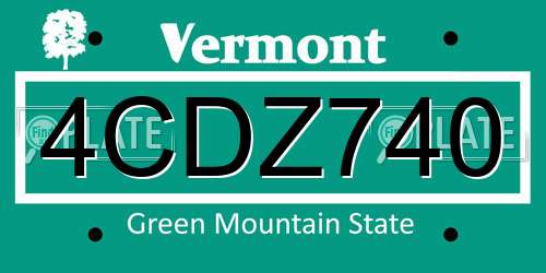4CDZ740 Vermont License Plate