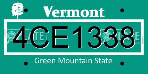 4CE1338 Vermont License Plate