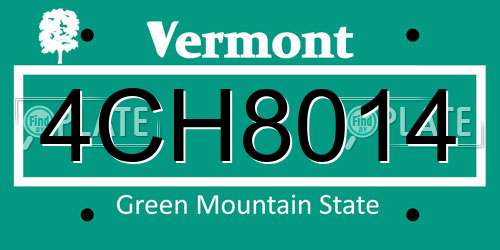 4CH8014 Vermont License Plate