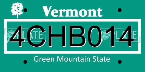 4CHB014 Vermont License Plate