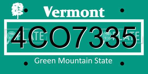 4CO7335 Vermont License Plate