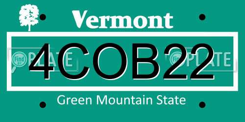 4COB22 Vermont License Plate