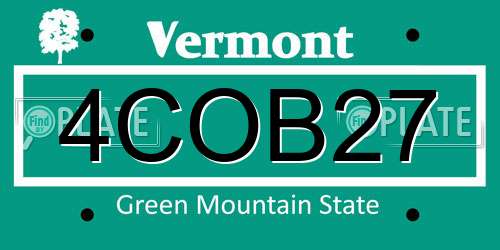 4COB27 Vermont License Plate