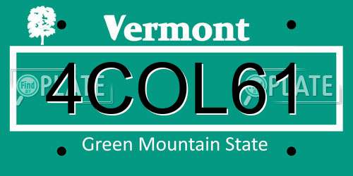 4COL61 Vermont License Plate