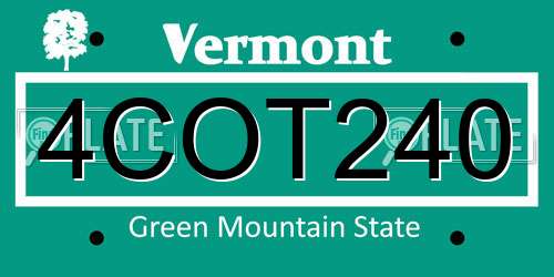 4COT240 Vermont License Plate